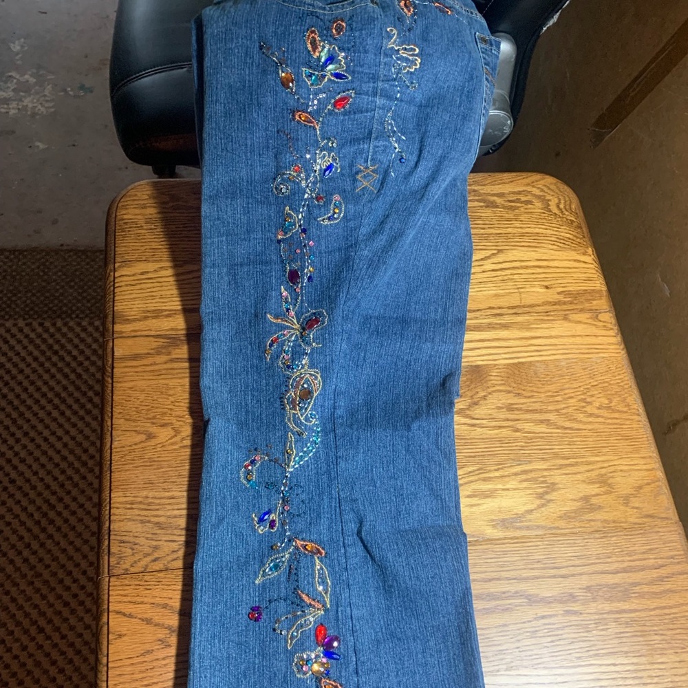 Wash demin with bead and stitching embroidery